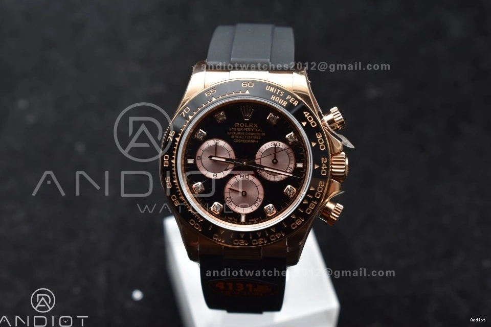1:1 Edition Black QF Best Oysterflex SH4131 V6 Dial (Weighted) on Strap RG Daytona 126515 Diamonds 0519